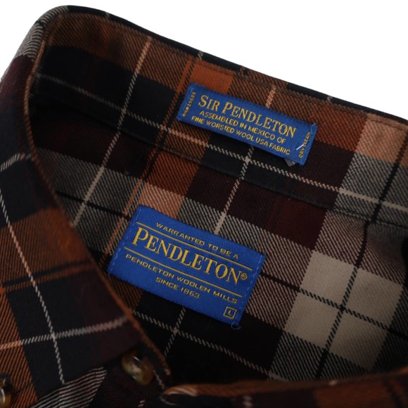 Pendleton Sir Pendleton %100 Worsted Wool Plaid Tartan Button Down Shirt - Picture 5 of 7
